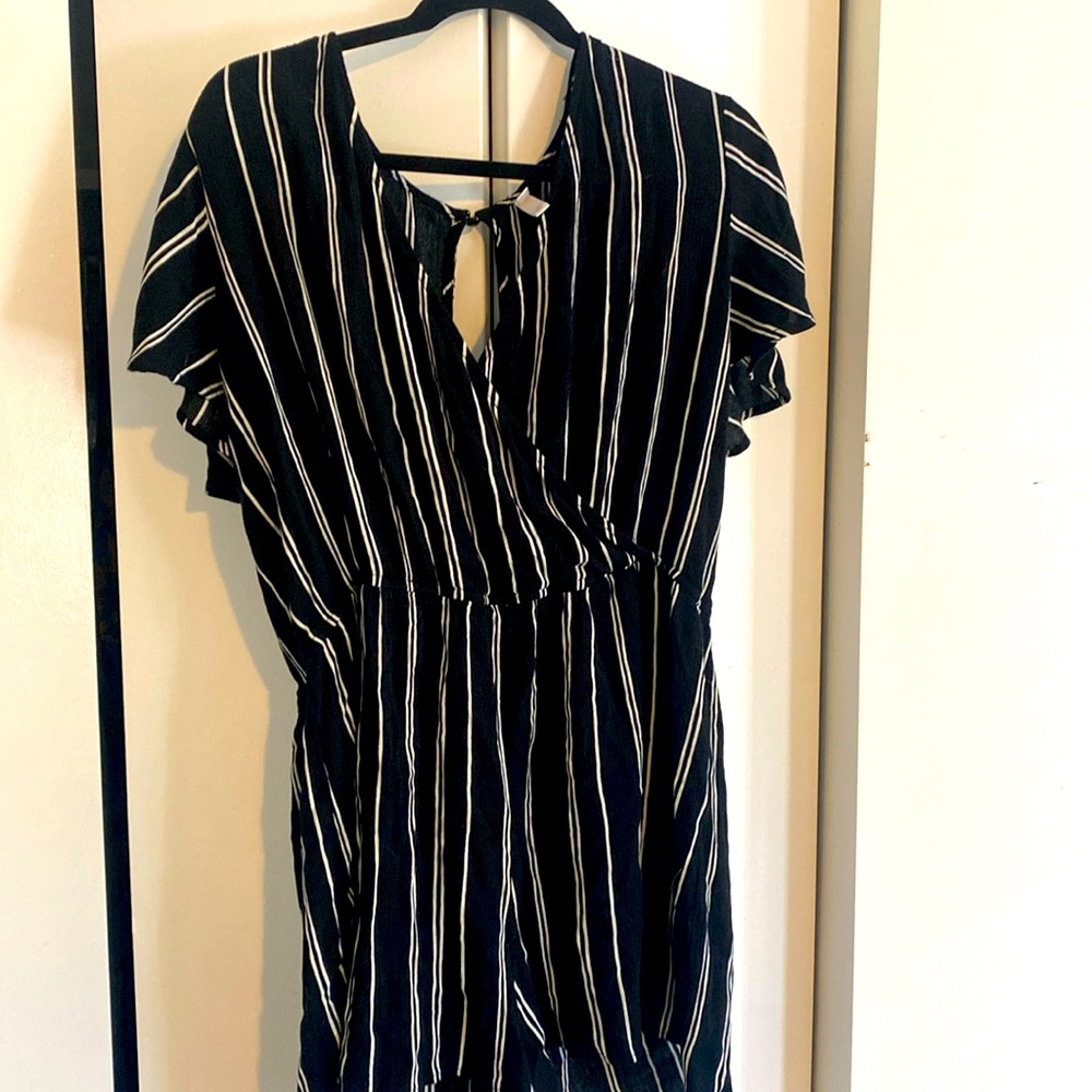 Black and White Striped Romper